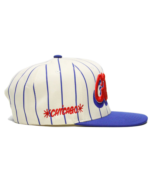 "CUBS" PINSTRIPE SPELL OUT (CRM/BLUE)