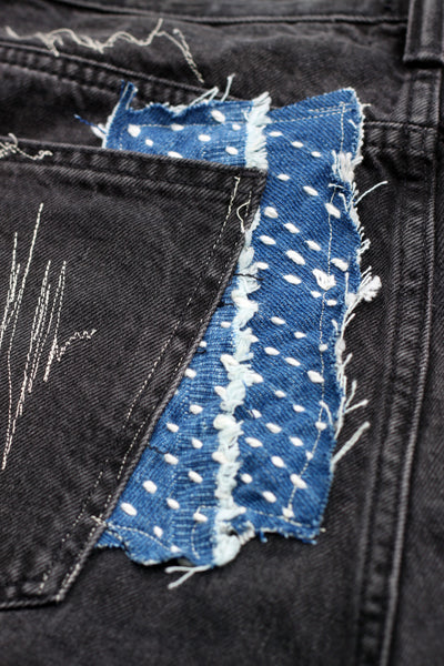 [1 OF 1] DENIM REWORK SHORTS (BLACK)