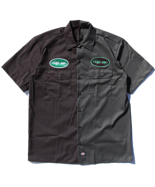 2-TONE PATCH WORK SHIRT (BROWN/OLIVE)