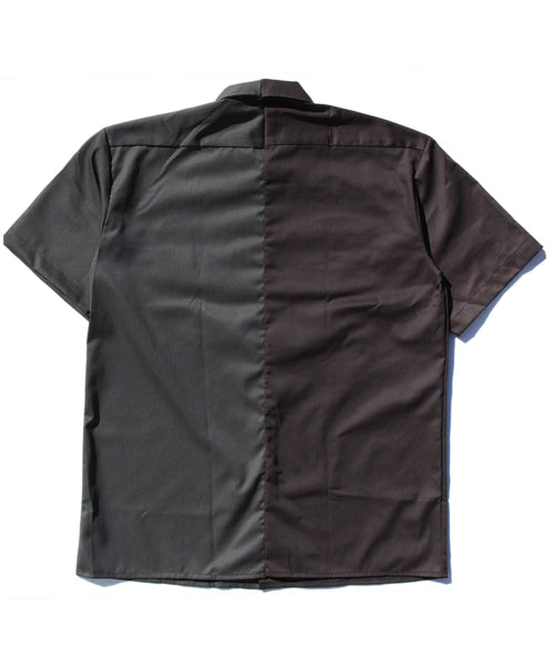 2-TONE PATCH WORK SHIRT (BROWN/OLIVE)