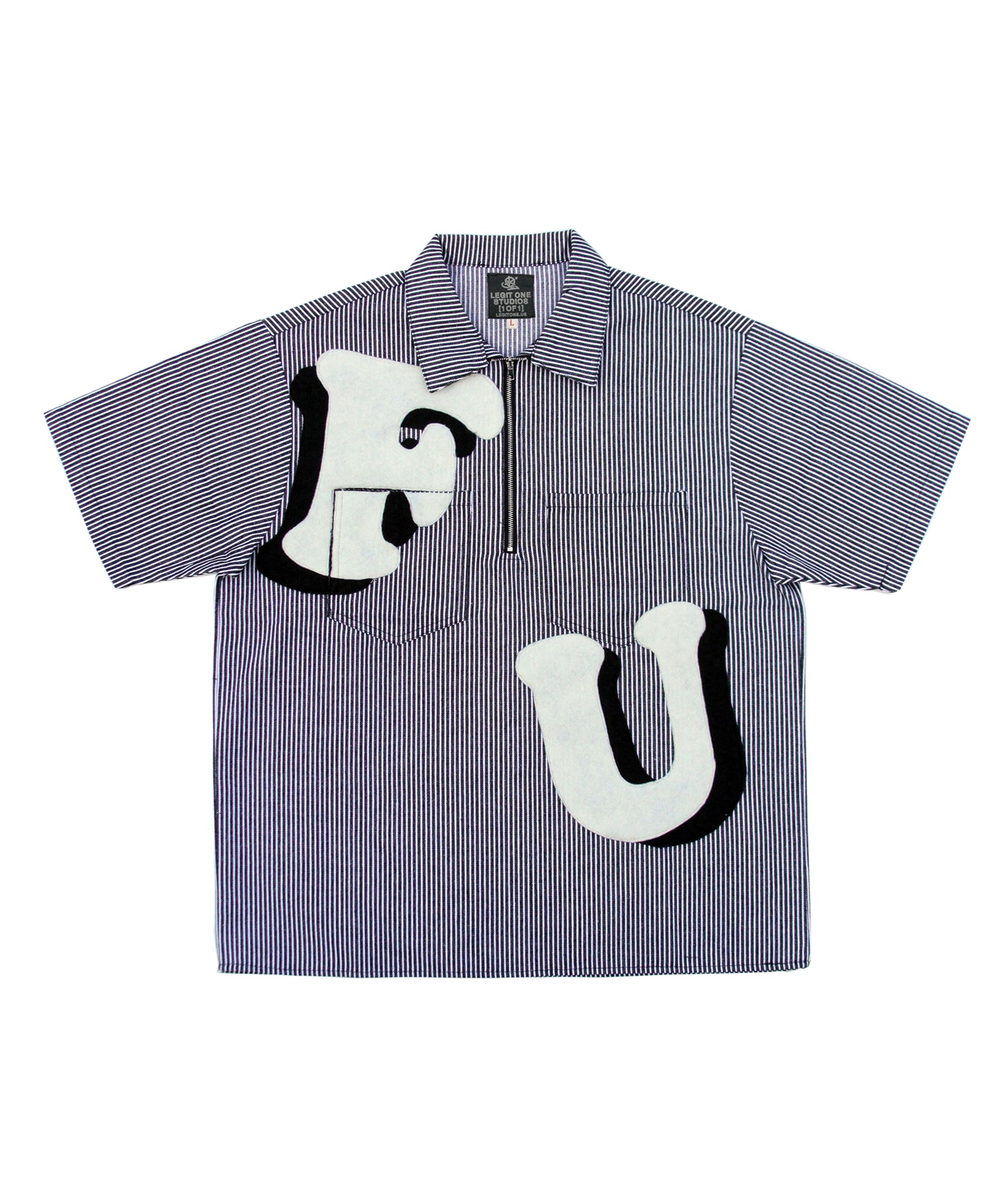 "FU UNIVERSITY®" ½ ZIP (BLK PINSTRIPE)