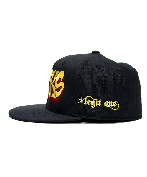 "HAWKS" FITTED CAP (BLK)