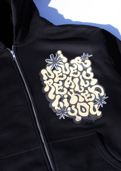 "INRLY®" ZIP UP HOODIE(BLACK)