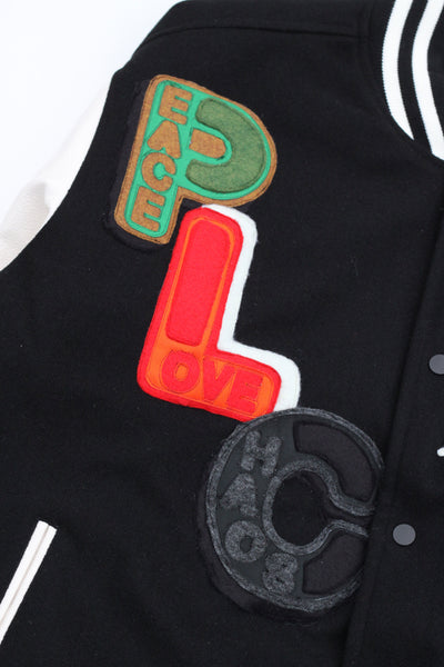 "PLC®"  LEATHER LETTERMAN JACKET (BLK/WHT)