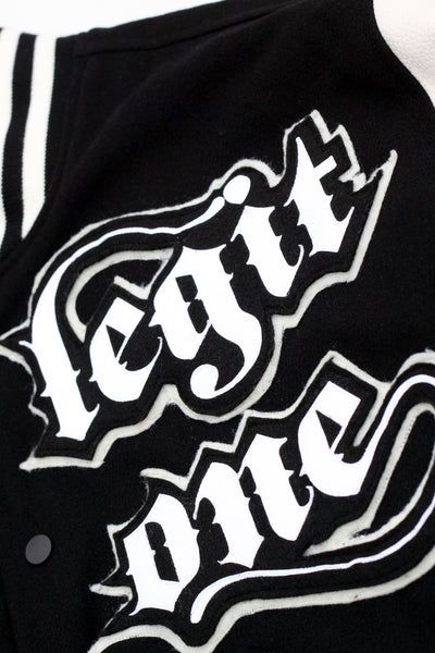 "PLC®"  LEATHER LETTERMAN JACKET (BLK/WHT)